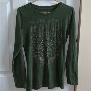Affliction green long sleeve